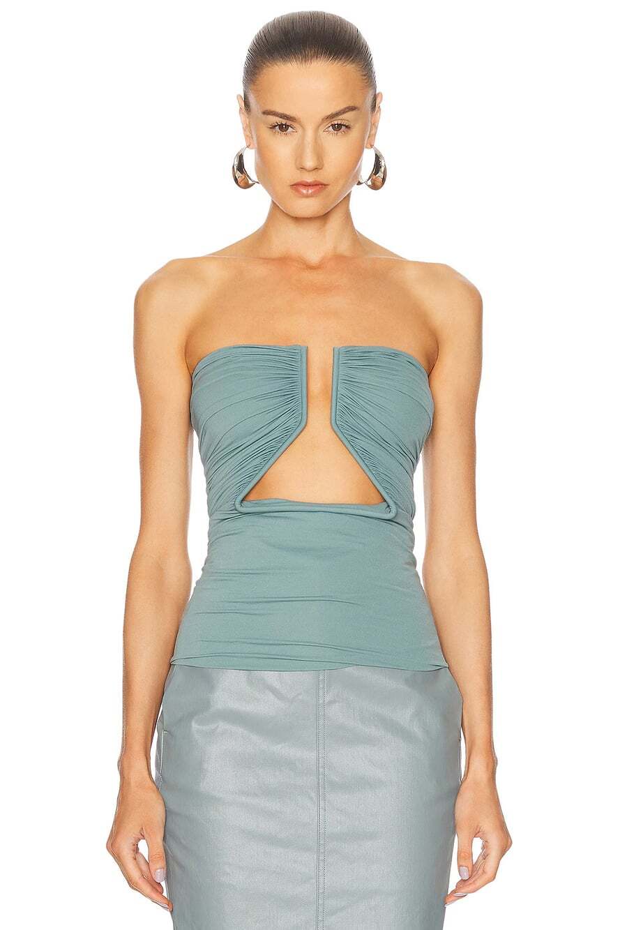 Rick Owens Fogachine Prong Bustier Top US 4 IT 40 Womens Bruise Jersey Top $715